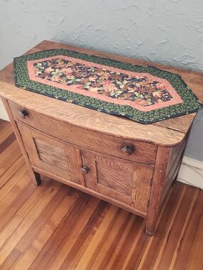 Elegant Small Hand Quilted Floral Table Runner  (Appx. 13"x32")